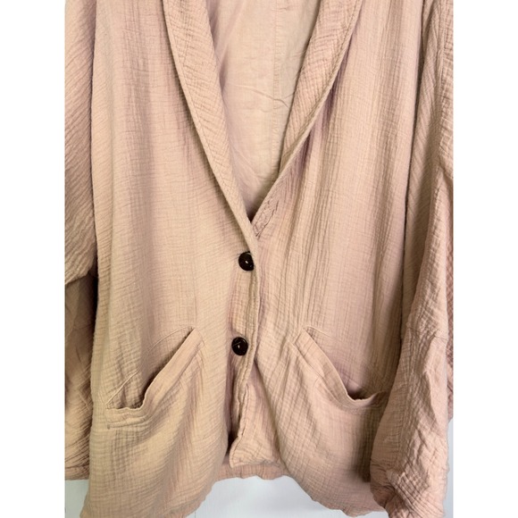 Free People Weekend Dolman Blazer 100% Muslin Cotton Boho Casual Office Sz Med - Picture 6 of 7
